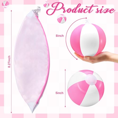 Lunmon 24 Pieces Pink and White Inflatable Beach Ball Round Pool PVC Balls Bulk Pool Party Favors Blow up Summer Game for Swimming Hawaiian Tropical Theme Party Supplies(8 Inch) - Image 2