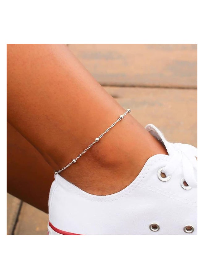 خلخال من الذهب عيار 14 قيراط، خلخال بحلقة بوهو هوب، مجوهرات أنيقة بسيطة للنساء، 8.5 بوصة - Image 2