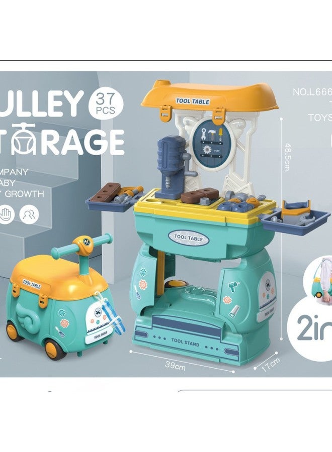 Children 2-in-one Simulation Kitchen Tableware Cosmetics Tools Play House Diagonal Trolley Doctor Toys-Color:66669A-jewelry 0.75kg - Image 3