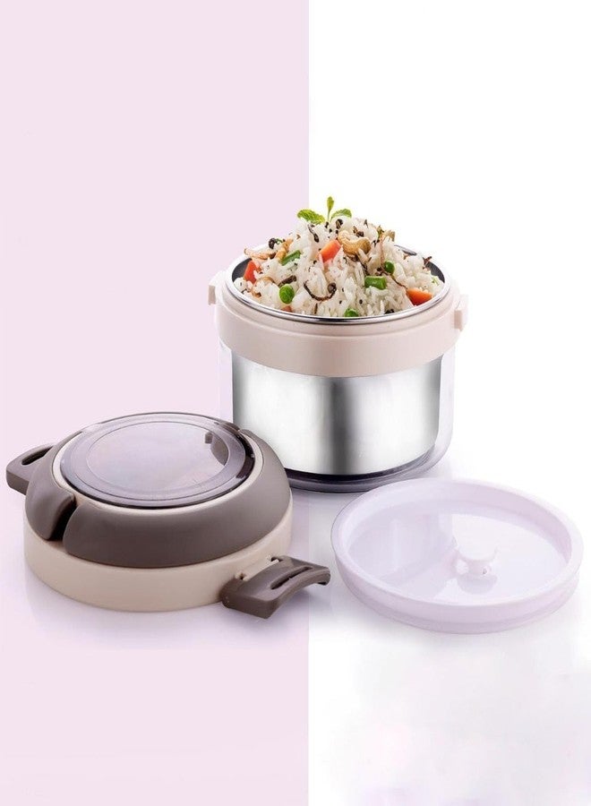 Gcrox Stainless Steel 2 Layer Lunch Box with Spoon, 750ml Leak Proof Tiffin Box, Air Tight Food Storage Container for Office, School, Travel, Easy to Carry Portable Lunch Box - Image 5