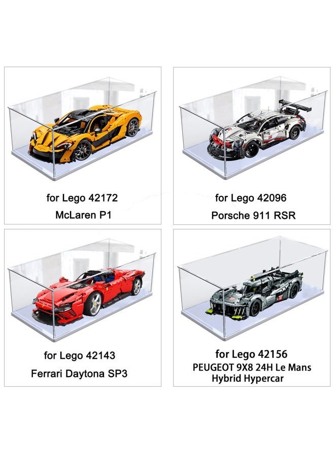 Elepure Thickened Clear Acrylic Display Case with Wood-Plastic Base for Lego 42096 42172 42143 42083 Figures Transparent Box Large Organizer Protection, White Inside 23.6X11.8X7.9inch - Image 3