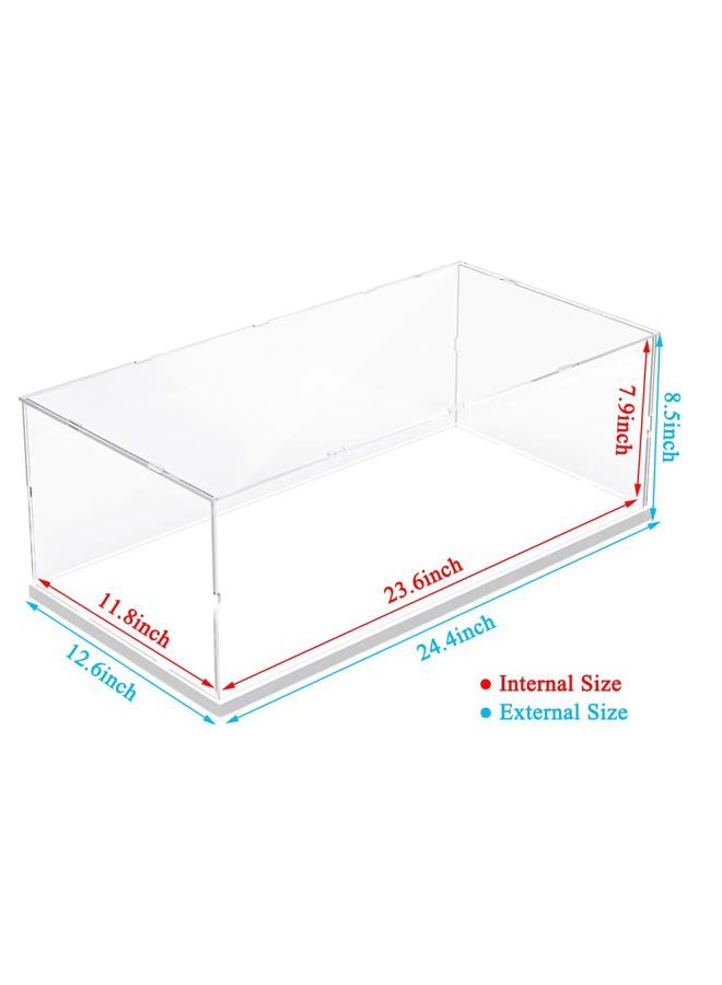 Elepure Thickened Clear Acrylic Display Case with Wood-Plastic Base for Lego 42096 42172 42143 42083 Figures Transparent Box Large Organizer Protection, White Inside 23.6X11.8X7.9inch - Image 2