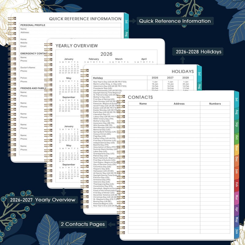 Indeme Planner 2026-2027 - Academic Planner 2026-2027, July 2026 - June 2027, 7.87'' x 9.96'', Monthly Tabs, Twin-wire Binding, Thick Paper, Organizer for Work/School - Image 5