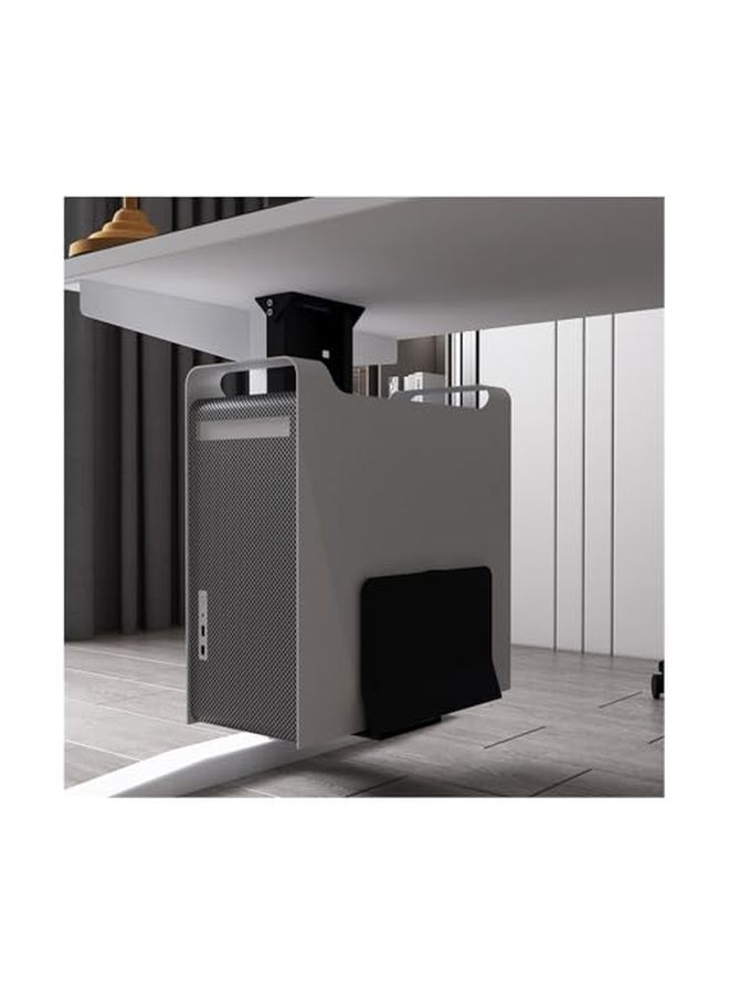 Adjustable Computer Tower Stand CPU Holder Under Desk Wall Mounted Steel PC Case Hanger Width 5.7 to 9.6 Inches Height 11.8 to 19.7 Inches White Space Saving Design - Image 2