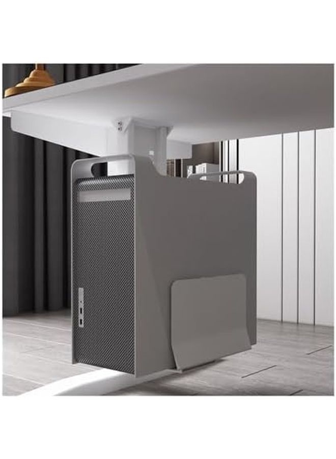 Adjustable Computer Tower Stand CPU Holder Under Desk Wall Mounted Steel PC Case Hanger Width 5.7 to 9.6 Inches Height 11.8 to 19.7 Inches White Space Saving Design - Image 1