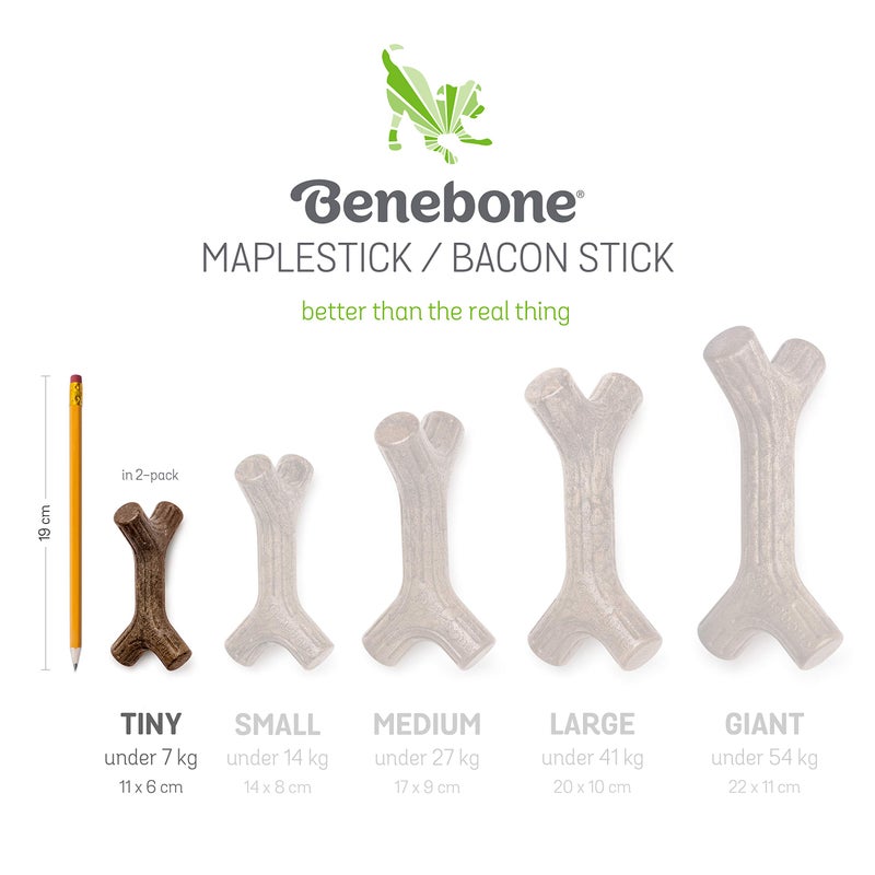 Benebone Puppy 2-Pack Maplestick/Zaggler Durable Dog Chew Toys for Gentle Chewers, Real Bacon, Real Maplewood, Made in USA, Tiny - Image 5