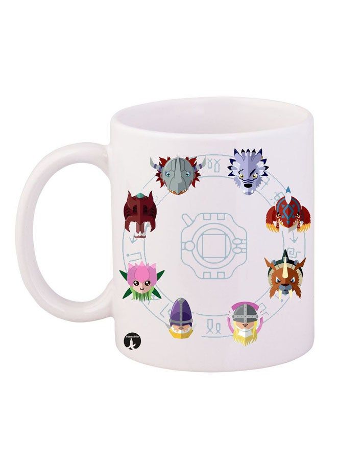 RKN Digimon Printed Mug White/Brown/Yellow 12ounce - Image 1