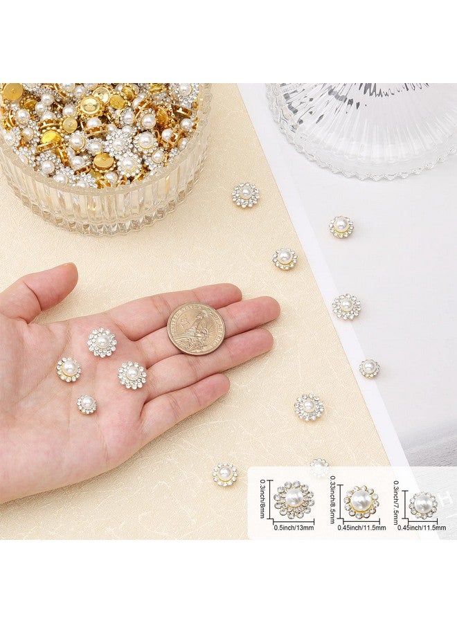 CHGCRAFT 150Pcs 3Styles Flower Claw Cup Rhinestones Flower Sew on Rhinestone Flatback Buttons Jewelry Flower Crystal Accessory for Jewelry Making Clothes Earring Wedding Decoration, Golden - Image 2