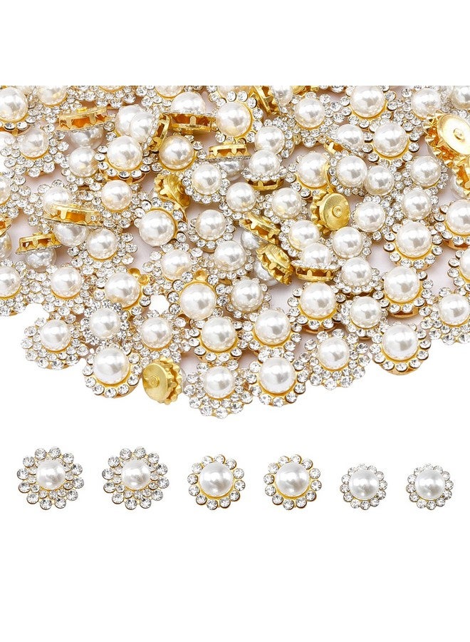 CHGCRAFT 150Pcs 3Styles Flower Claw Cup Rhinestones Flower Sew on Rhinestone Flatback Buttons Jewelry Flower Crystal Accessory for Jewelry Making Clothes Earring Wedding Decoration, Golden - Image 1