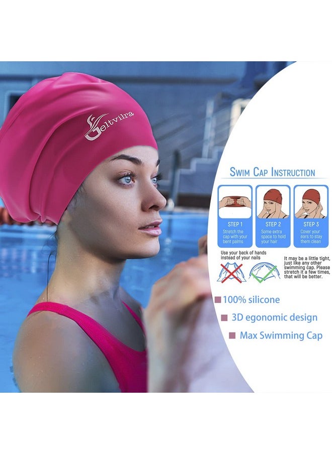 Geltvilra - Extra Large Swim Swimming Cap For Braids And Dreadlocks Long Hair Black Women Men Girls Silicone Waterproof Afros Curls Thick Curly Weaves Extensions Pool Hat - Image 1