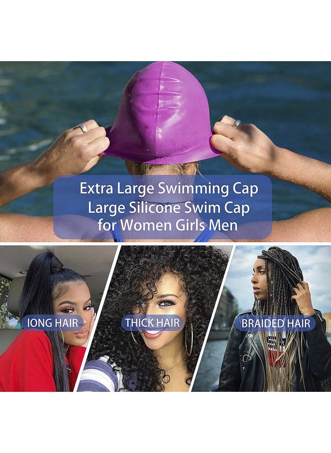 Geltvilra - Extra Large Swim Swimming Cap For Braids And Dreadlocks Long Hair Black Women Men Girls Silicone Waterproof Afros Curls Thick Curly Weaves Extensions Pool Hat - Image 1