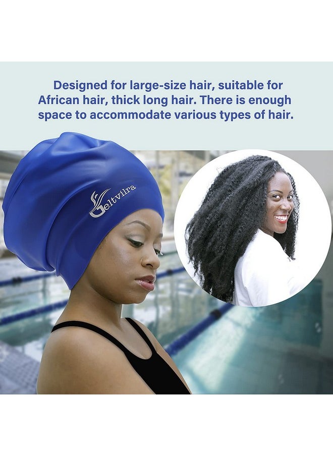 Geltvilra - Extra Large Swim Swimming Cap For Braids And Dreadlocks Long Hair Black Women Men Girls Silicone Waterproof Afros Curls Thick Curly Weaves Extensions Pool Hat - Image 1