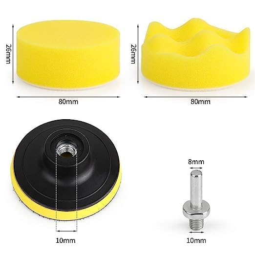 DORATIK Car Foam Pads of Drill Polisher Attachment Foam Drill Polishing Pad Kit 3inch Buffing Pads Car Sponge Buffing Polishing Pads Kit for Car Polishing WaxingPack of 1 - Image 3