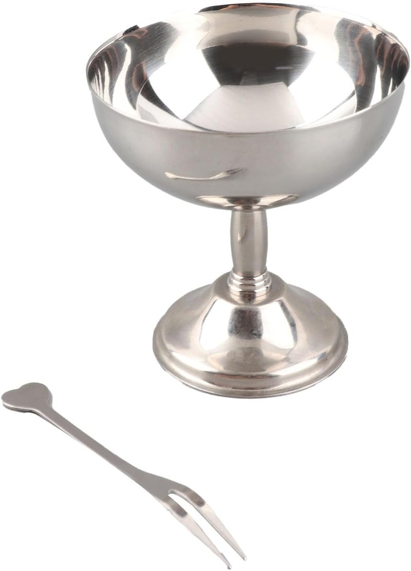 Zopsc Stainless Steel Ice Cream Cup, Retro Footed Serving Dessert Bowl, 304 Stainless Steel Dessert Cup for Salad Pudding (Small Size 9CM) - Image 4