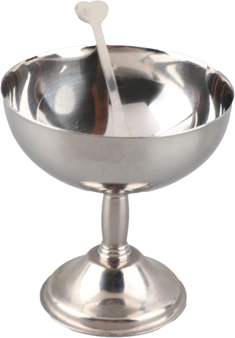 Zopsc Stainless Steel Ice Cream Cup, Retro Footed Serving Dessert Bowl, 304 Stainless Steel Dessert Cup for Salad Pudding (Small Size 9CM) - Image 3