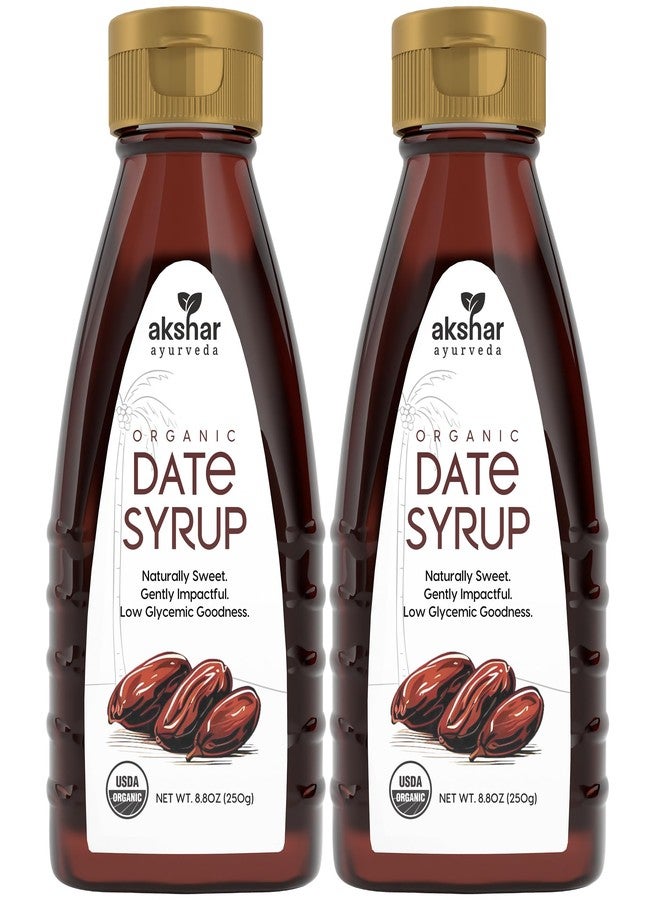 AKSHAR Ayurveda – Pure Date Syrup, Organic, No Sugar Added – Natural Sweetener Made from 100% USDA Raw Organic Dates – Low Glycemic Index, High Fiber Alternative to Sugar, Honey, Maple Syrup (8.8 oz) , 2 Pack - Image 1