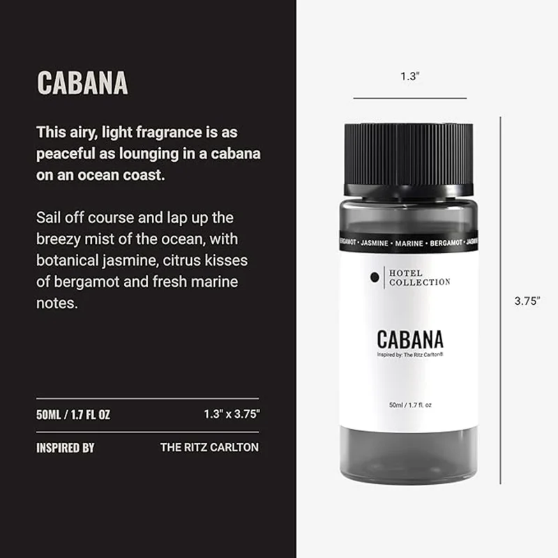 Hotel Collection  Cabana Fragrance Oil Blend - Hotel Inspired for Luxury Essential Oil Diffusers - Aromatherapy Scent Diffuser Oil - Marine, Bergamot, and Jasmine - 50 mL, 1.7 fl oz  | Best Price UAE