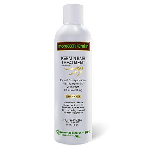 MOROCCAN KERATIN سلسلة الذهب العلاج الأكثر فعالية للشعر البرازيلي بالكيراتين 8 أونصات مع زيت الأركان