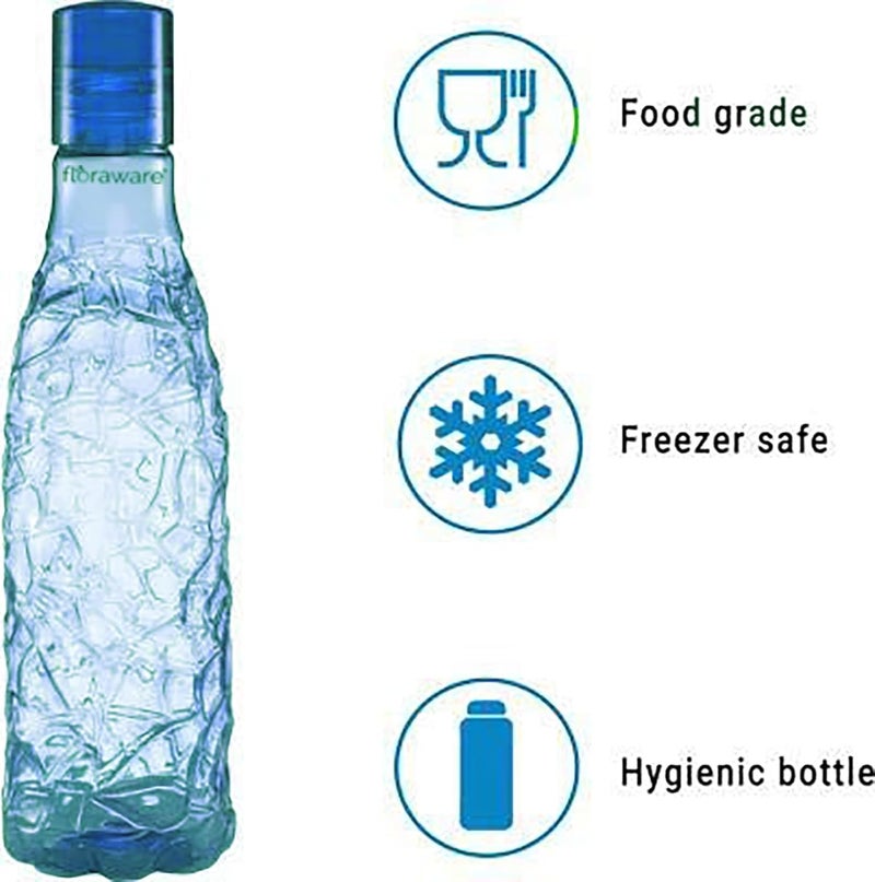 Floraware Food Grade Premium Plastic Fridge Mosaic Water Bottle BPA Free 100 Leak Proof Office Bottle Gym Bottle Home Kitchen Travel Bottle Drinking Bottle 1000ml Pack of 2 Blue - Image 4