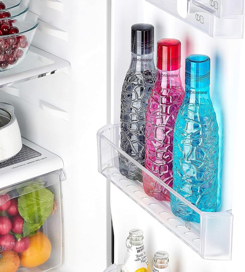 Floraware Food Grade Premium Plastic Fridge Mosaic Water Bottle BPA Free 100 Leak Proof Office Bottle Gym Bottle Home Kitchen Travel Bottle Drinking Bottle 1000ml Pack of 2 Blue - Image 2