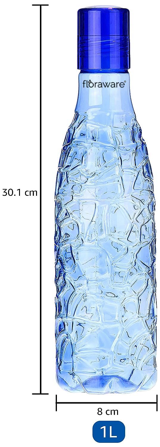 Floraware Food Grade Premium Plastic Fridge Mosaic Water Bottle BPA Free 100 Leak Proof Office Bottle Gym Bottle Home Kitchen Travel Bottle Drinking Bottle 1000ml Pack of 2 Blue - Image 5