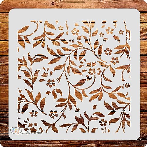 Kachi Pencil Floral Patterns Craft Stencil for Art, Size 6 x 6 inch Reusable Stencil for Painting, Fabric, Glass, Wall, and Craft - Image 1