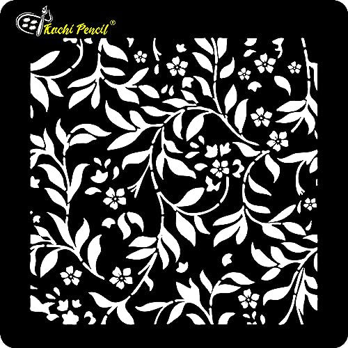 Kachi Pencil Floral Patterns Craft Stencil for Art, Size 6 x 6 inch Reusable Stencil for Painting, Fabric, Glass, Wall, and Craft - Image 2