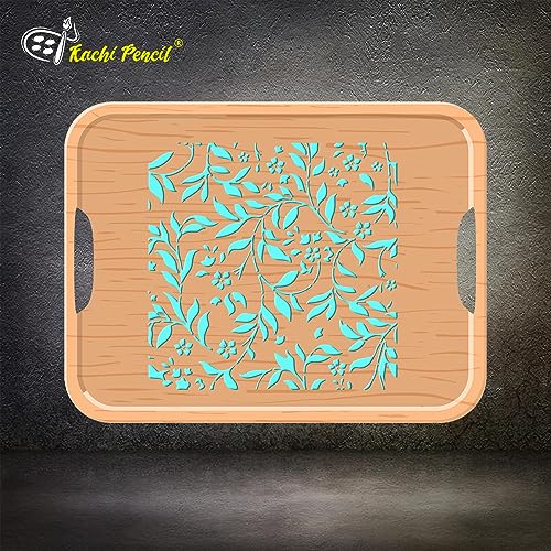 Kachi Pencil Floral Patterns Craft Stencil for Art, Size 6 x 6 inch Reusable Stencil for Painting, Fabric, Glass, Wall, and Craft - Image 3
