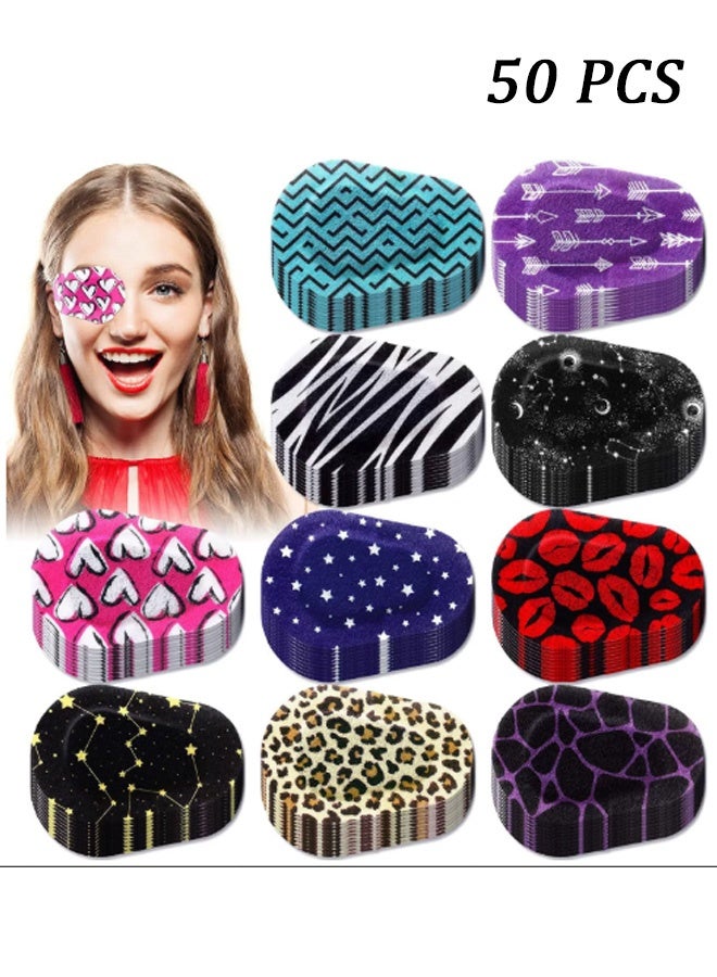 لصقات عين لاصقة، 50 قطعة، لصقات للأطفال البنات، بالجملة، لصقات قماشية قابلة للتهوية، ضمادات قطنية بتصاميم مرحة ولطيفة، لحجب الضوء، 10 أنماط