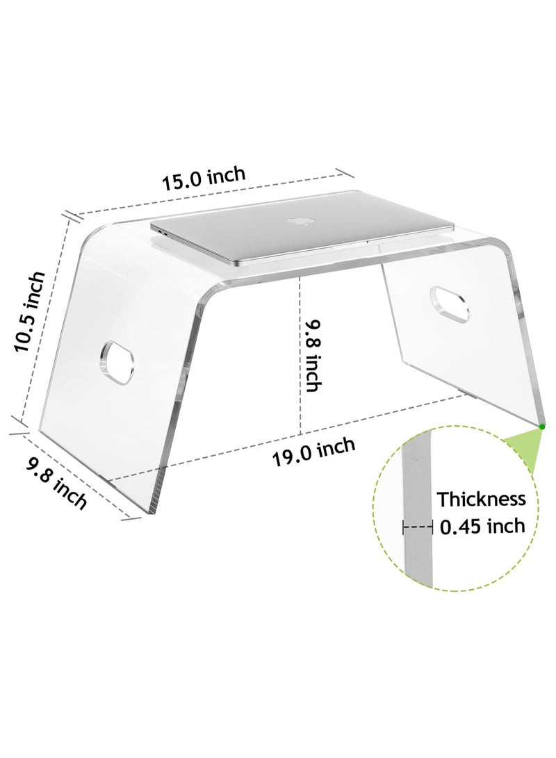 TPGP Acrylic Bed Tray with Handles (21'' x 12'' x 10''), Acrylic Monitor Stand Clear Laptop Stand for Home Office, Lightweight Portable Lap Desk for Eating, Mobile Drawing Table for Bed & Couch - Image 4