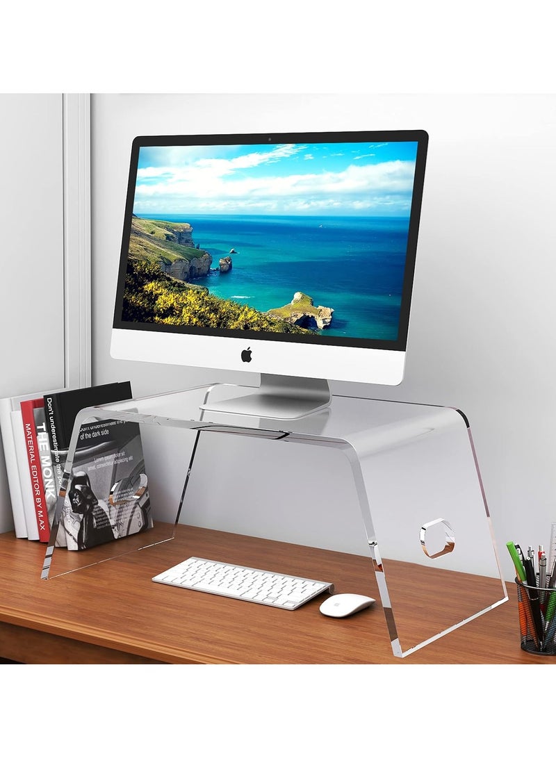 TPGP Acrylic Bed Tray with Handles (21'' x 12'' x 10''), Acrylic Monitor Stand Clear Laptop Stand for Home Office, Lightweight Portable Lap Desk for Eating, Mobile Drawing Table for Bed & Couch - Image 1