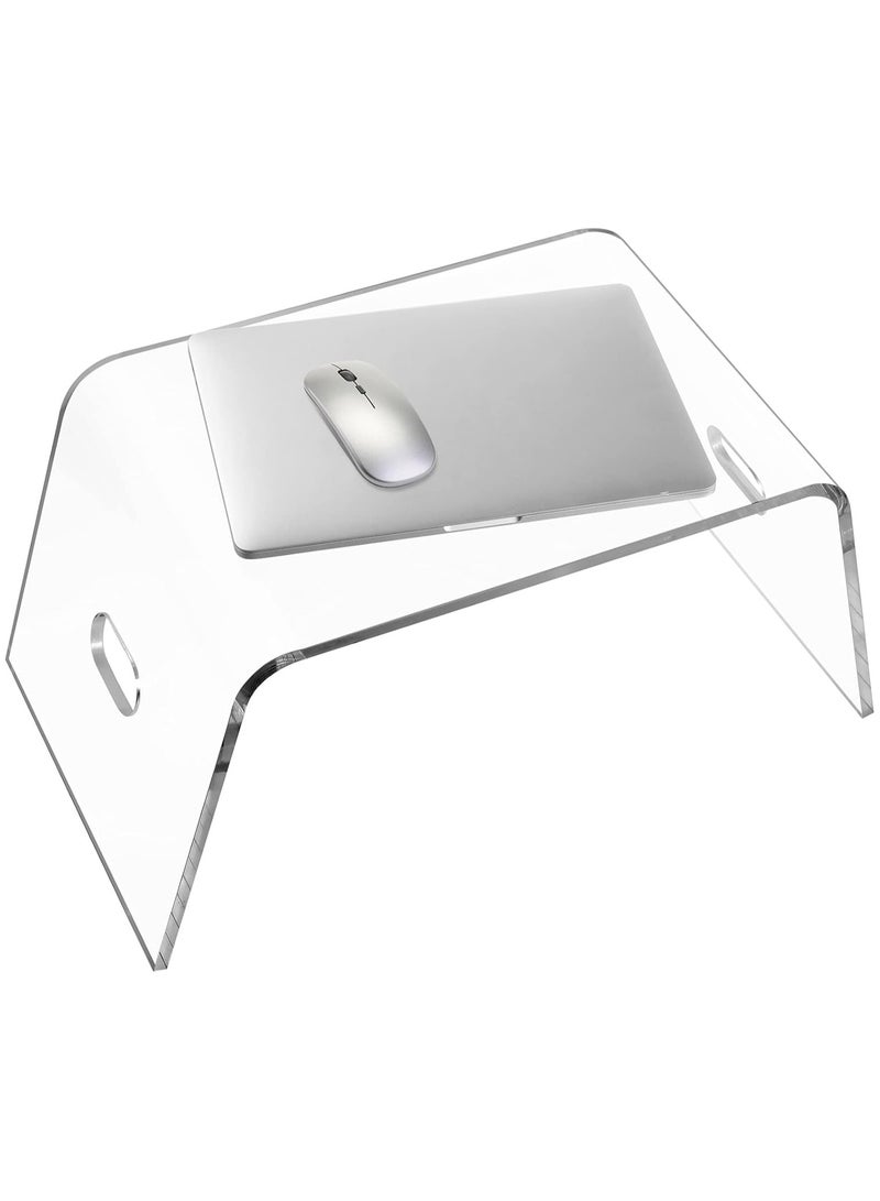 TPGP Acrylic Bed Tray with Handles (21'' x 12'' x 10''), Acrylic Monitor Stand Clear Laptop Stand for Home Office, Lightweight Portable Lap Desk for Eating, Mobile Drawing Table for Bed & Couch - Image 3