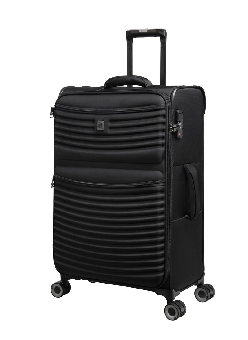 it Luggage it luggage UPPER LITE Precursor, Unisex Polyester Material Soft Case Luggage, 8x360 degree Spinner Wheels, Expandable Trolley Bag, Telescopic Handle, TSA lock, 12-2883B08, Size Medium, Color Black  - Image 1