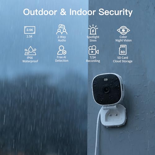 Vimtag Security Camera Outdoor 2.5K, 2.4G/5G Smart Wi-Fi Cameras for Home Security with Color Night Vision, Motion Activated Spotlight/Siren, IP66,2-Way Audio, Support Cloud/512G SD Card Storage,Wired - Image 5