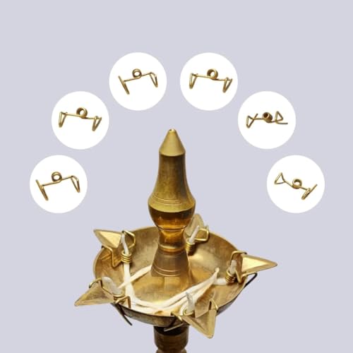 Doorbag Samai Kadi Clips Pure Brass : Wick Holder for Oil Lamps Vilakku Batti Cotton Wick Holder Deepak Deepam Temple Pooja Rituals Metal Spill-Proof (Set of 10, Square) - Image 2
