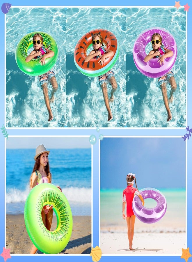 FindUWill 3 Pack Pool Floats, Pool Swim Tubes Rings, Inflatable Pool Floaties Beach Swimming Toys with Beach Ball for Kids and Adults Raft Floaties - Image 3