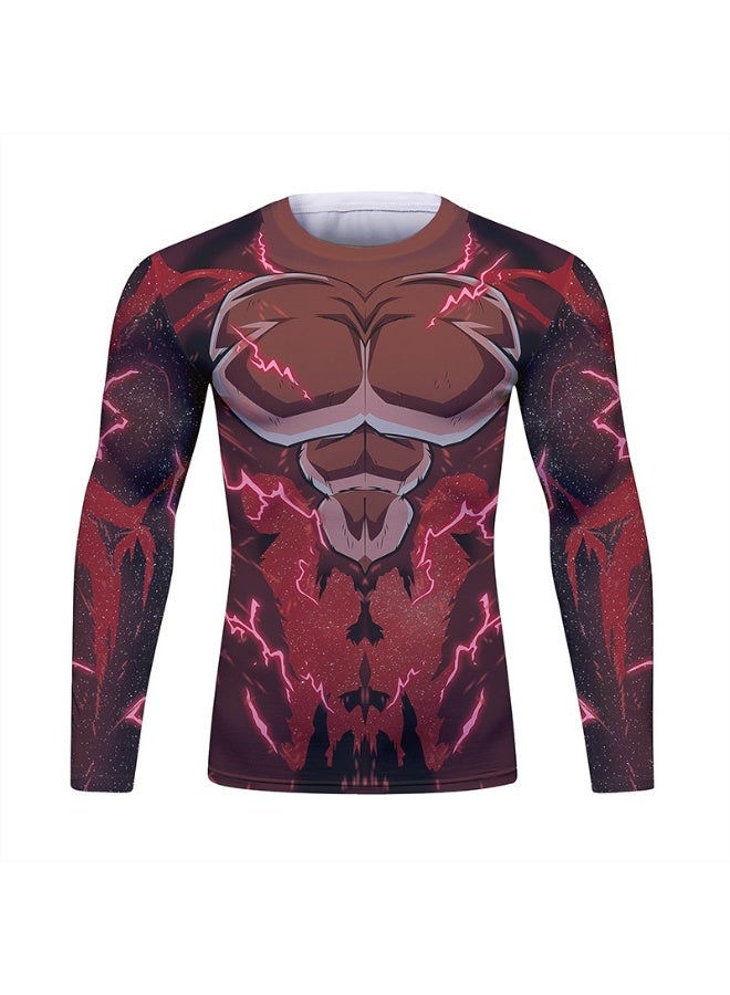 Gym Compression Shirt Men Anime GOKU Cosplay Costume T-Shirt Quick Dry Long Sleeve Fitness Bodybuilding Workout Sport Shirts - Image 1