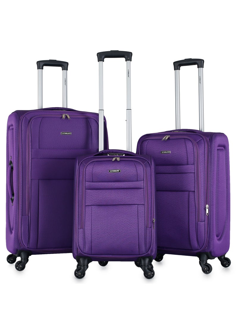 STARLIFE - Set of 3 Light Weight Polyester Trolley Luggage With Number Lock 20,24,28 Inches - Image 1