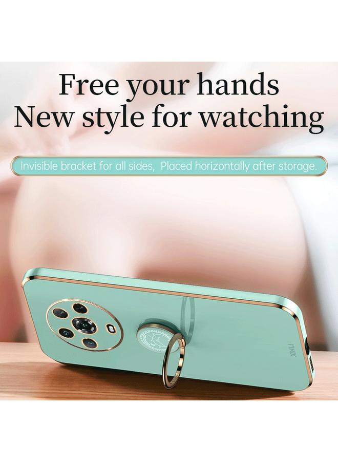 اس-توب جراب لهاتف Honor X30i من XINLI، جراب هاتف TPU مطلي بالكهرباء 6D بحافة مستقيمة مع حامل حلقي - Image 4