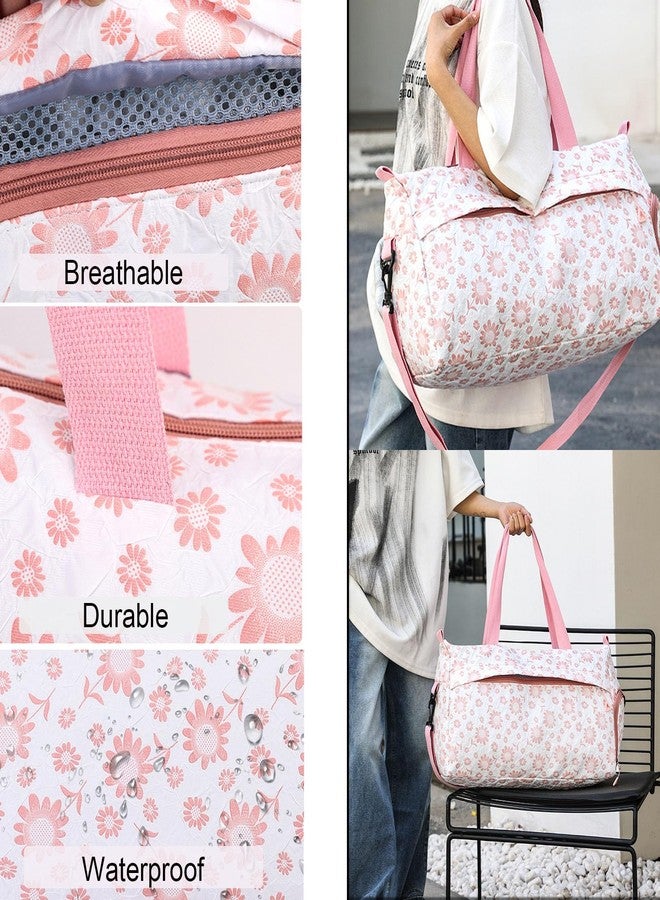 Aikelai Cute Floral Duffle Bag for Travel,Gym Bag for for Girl/Women,Waterproof Overnight Bag Dance Bag with Shoes Compartment & Wet Pocket,Flower Sports Duffel Bag Weekender Bags(Green) - Image 5