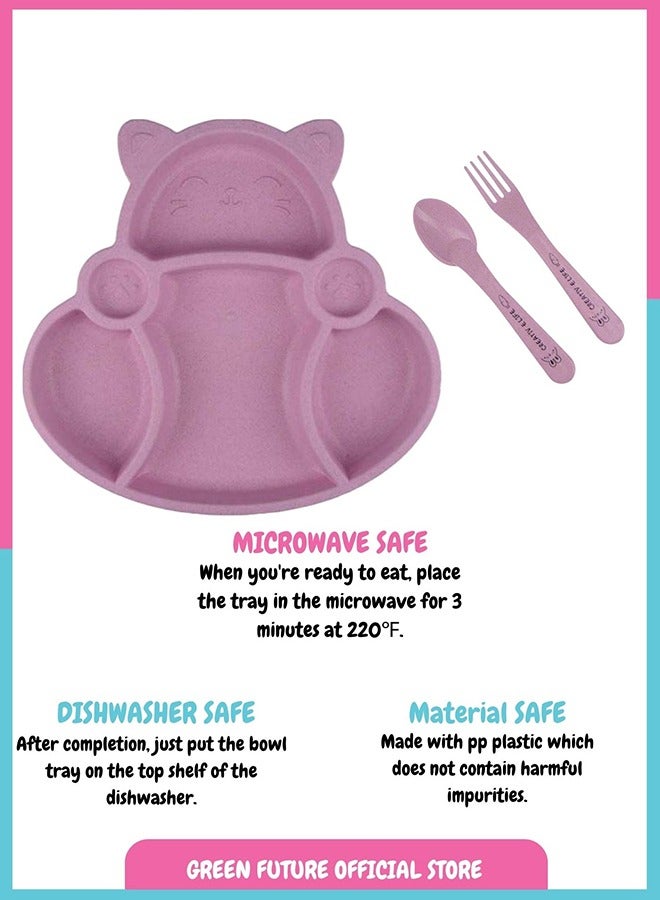 Little Angel Children Plate Dinner Compartment Plate Set - Purple - Image 3