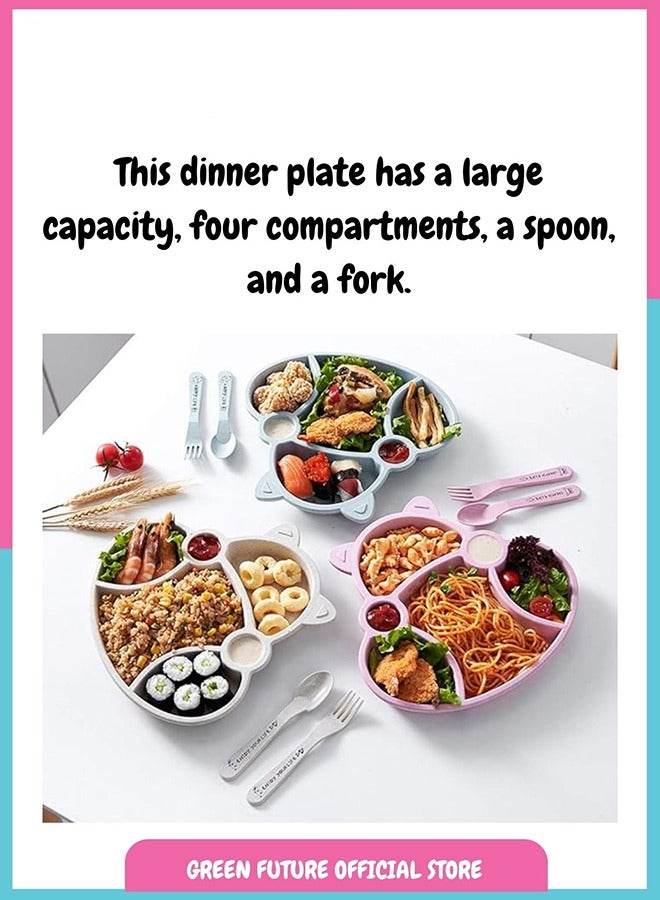 Little Angel Children Plate Dinner Compartment Plate Set - Purple - Image 4