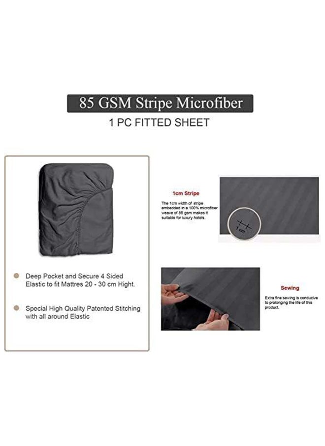 Hotel Collection HOTEL COLLECTION Stripe DARK GREY Double Fitted Sheet 150x200 cm with 2 Pillow Cases  - Image 3