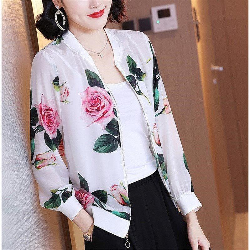 2024 Summer New Large Size Loose Fit Jacket Cardigan Top Short Jacket Trendy Printing Sun Protection Baseball Uniform For Women 8008# 