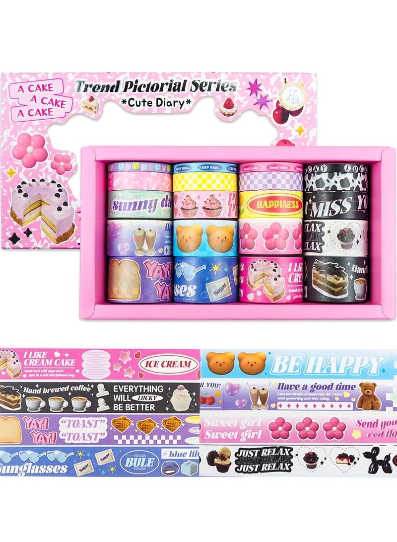 SOLARAE Washi Tape Set - 20 Rolls, Kawaii Aesthetic Decorative Masking Tape Sets for Scrapbook, Kids DIY Crafts Gift Wrapping Bullet Journals - Image 1
