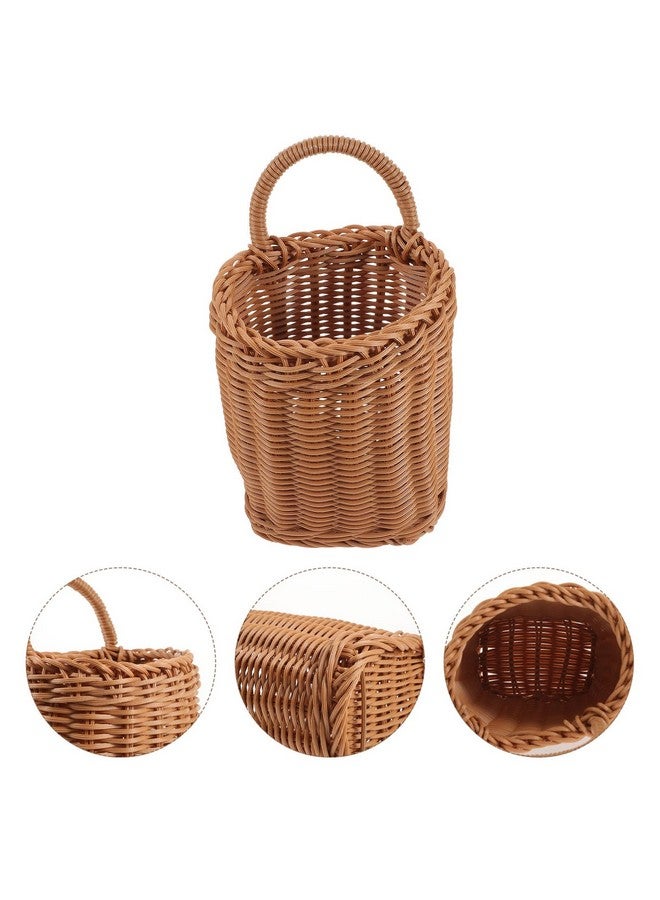 Cabilock Wicker Basket Flower Pots Outdoor Hanging Basket Door Hanging Basket Wall Decoration Kitchen Storage Basket Flower Hanging Basket Wall Hanging Fruit Basket - Image 4