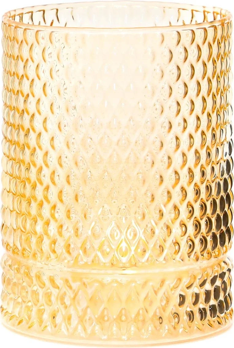 Missi Amber Diamond Glass Vase/Candle Holder (14 Cm)