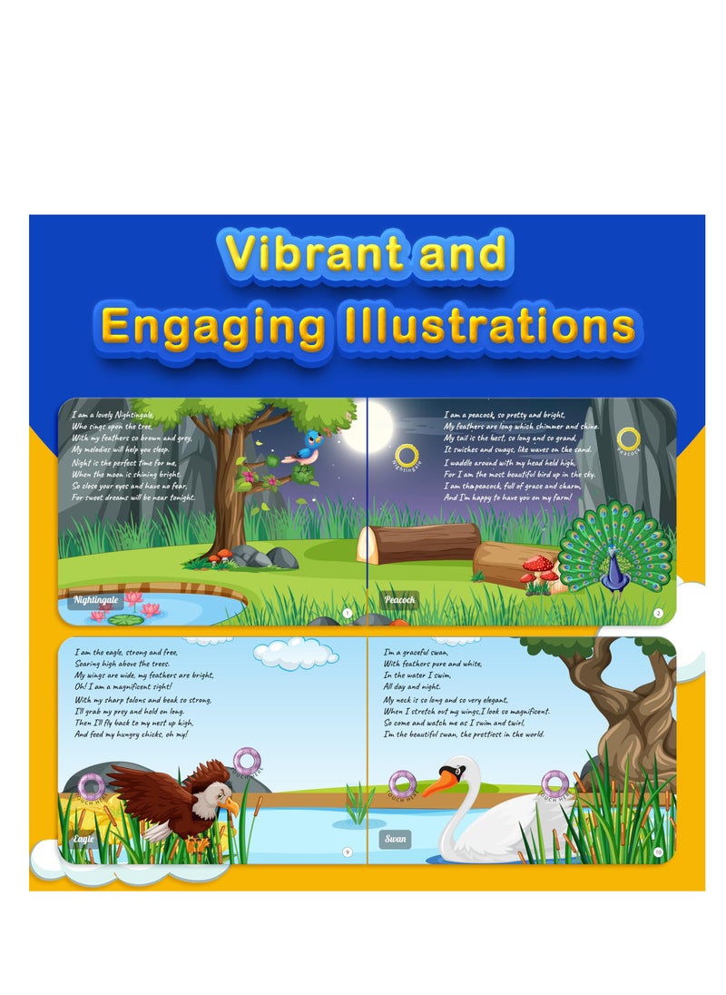 Kiddale - Pack of 4 Musical Rhymes Book- 8 Classical and 16 Rhymes each for Farm, Aquatic Animals & Birds|Interactive Touch n Play Sound Book|Best Musical Gift for 1-3 Years - Image 1