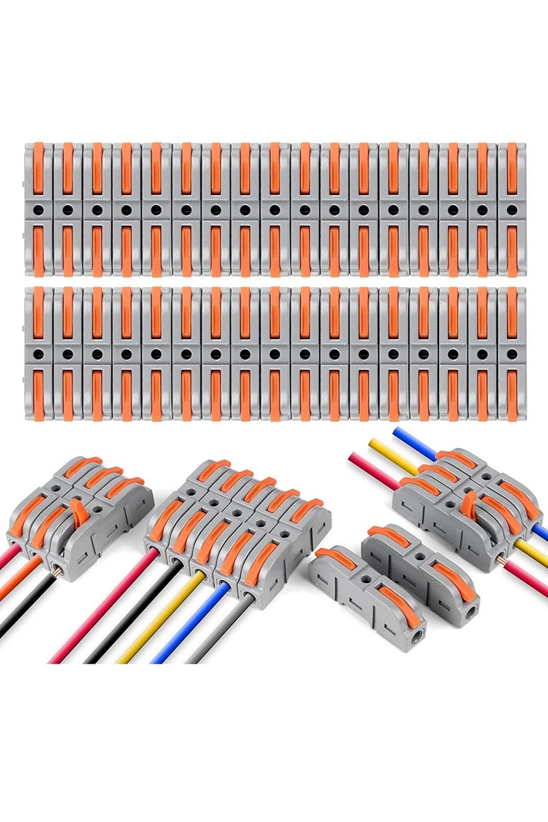34PCS Lever Wire Connectors, SPL-1 Electrical Connectors, Compact Wire Connector into 2/3/4/5/6 Way Cable Connectors, Terminals Blocks for Circuit Inline 28-12 AWG, Flame Retardant PA/PC - Image 1