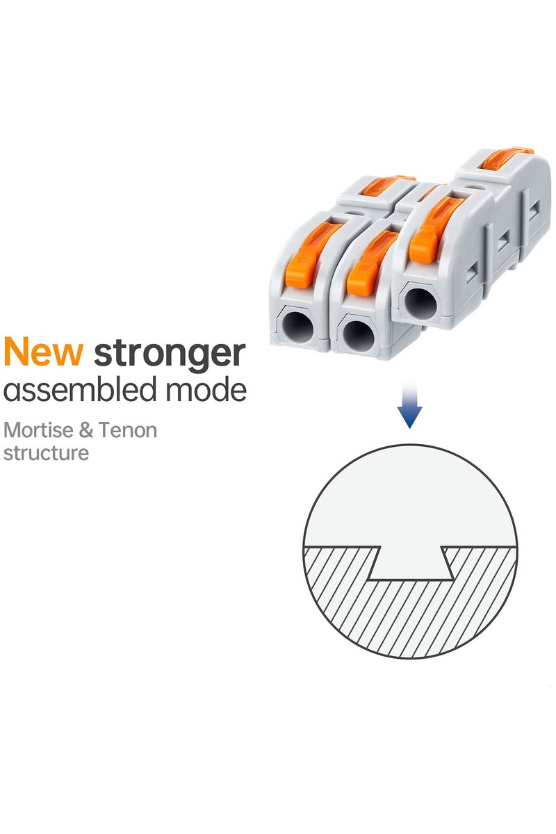 34PCS Lever Wire Connectors, SPL-1 Electrical Connectors, Compact Wire Connector into 2/3/4/5/6 Way Cable Connectors, Terminals Blocks for Circuit Inline 28-12 AWG, Flame Retardant PA/PC - Image 5